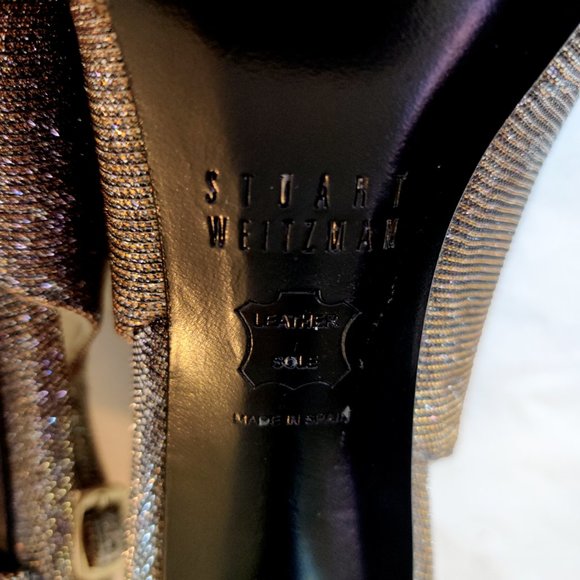 Stunning Stuart Weitzman Shimmery Pewter Silver Metallic Slingback Heels 5 6 EUC - Picture 12 of 12